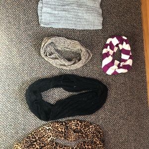 Lot of 5 infinity scarves